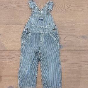 Oshkosh Distressed striped overalls size 18 months